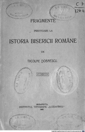 Fragmente privitoare la istoria bisericii române