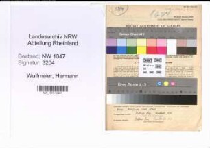 Entnazifizierung Hermann Wulfmeier , geb. 15.03.1903 (Schlosser)