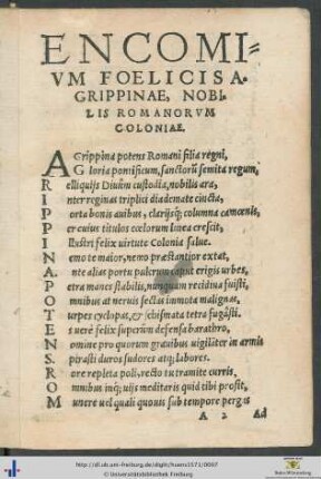 Encomium Foelicis Agrippinae