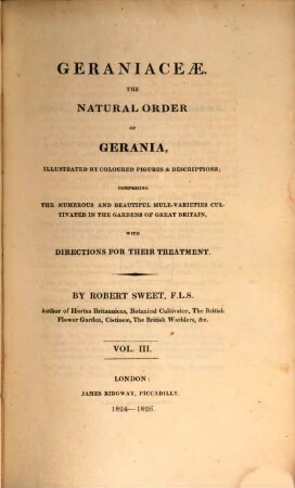 Gervaniceae : The natural Order of Gerania illustr. by coloured fig. and descriptions, 3