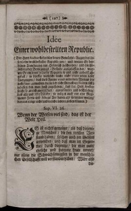 Idée Einer wohlbestellten Republic.