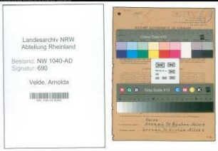 Entnazifizierung Arnolda Van Der Velde , geb. 05.06.1887 ()