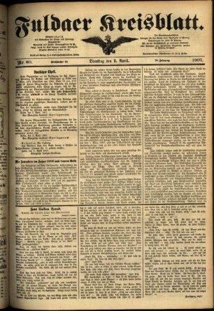 Ausgabe vom Dienstag, den 09. April 1907.