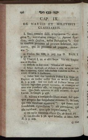 Cap. IX. De Nautis Et Militibus Classiariis – Cap. X. De Praefectis Classis