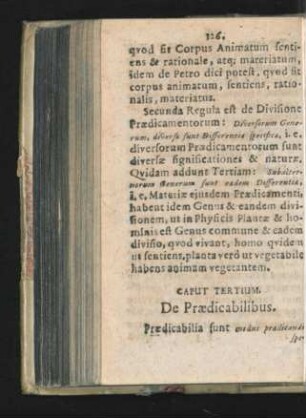 Caput Tertium. De Praedicabilibus. Membrum I. - VI.