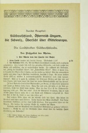 Zweiter Hauptteil: Süddeutschland, Österreich-Ungarn, die Schweiz, Übersicht über Mitteleuropa