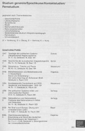 Studium generale/Sprachkurse/Kontaktstudien/Fernstudium