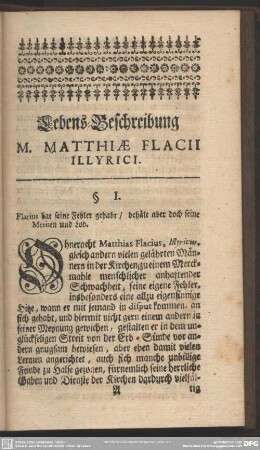 Lebens-Beschreibung M. Matthiae Flacii Illyrici