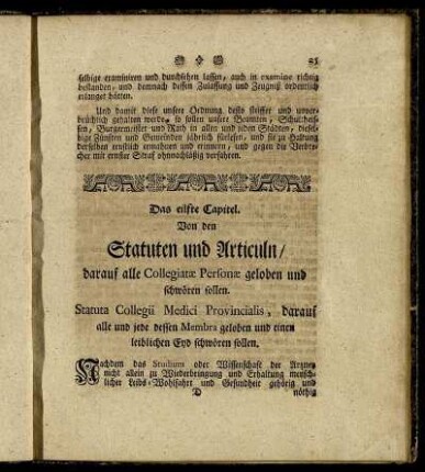 Das eilfte Capitel. Von den Statuten und Articuln/ ...