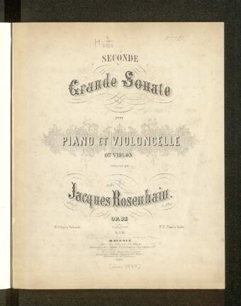 Seconde grande sonate pour piano et violoncelle ou violon : op. 53