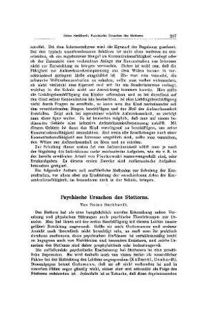 Psychische Ursachen des Stottern