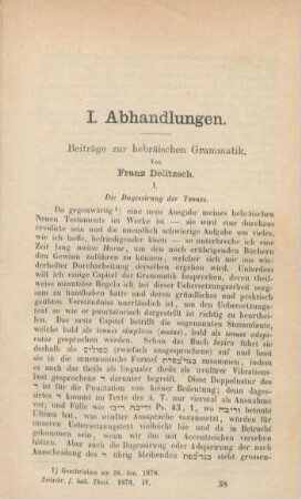 585-590 Beiträge zur hebräischen Grammatik : erster Artikel
