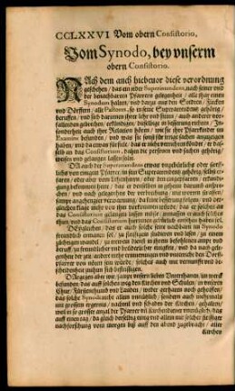 Vom Synodo, bey unserm obern Consistorio.