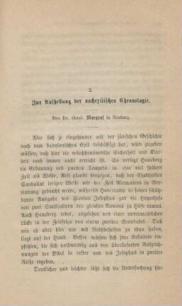 567-583 Zur Aufhellung der nachexilischen Chronologie