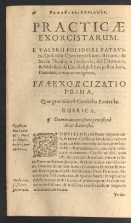 Praeexorcizatio Prima, Quae generalis Confessio Exorcistae.