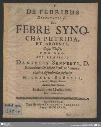 5: De Febre Synocha Putrida, Et Ardente