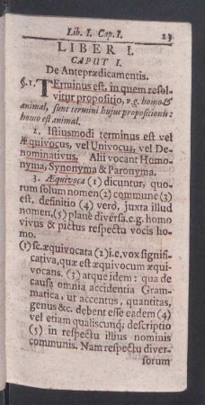 Liber I.: Caput I. De Antepraedicamentis [- Caput IV. De Postpraedicamentis]