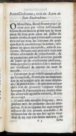 Priere Chrétienne, tirée du Latin de Jean Rusbrochius.