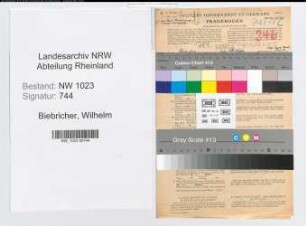 Entnazifizierung Wilhelm Biebricher , geb. 13.04.1891 (Jurist)