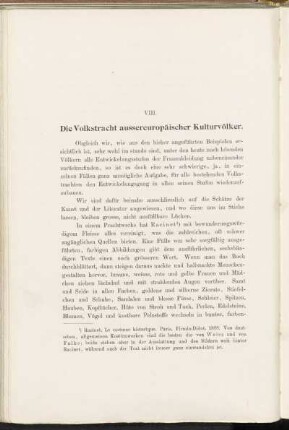 VIII. Die Volkstracht aussereuropäischer Kulturvölker.
