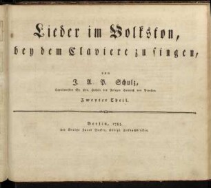 2: Lieder im Volkston. Zweyter Theil