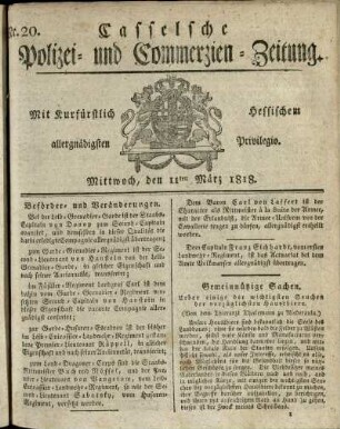 Nr. 20, Mittwoch, den 11ten Maerz 1818