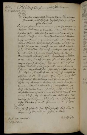 Aufhebung des Consilium Abeundi des Studierenden Kellermann und Vorschlag zur Verhängung von einer Woche Karzer.