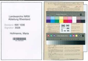Entnazifizierung Maria Hollmanns , geb. 08.06.1915 (Postassistentin)