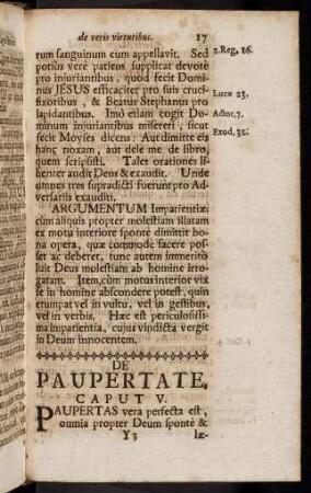 17-24, Caput V. De Paupertate. - Caput VI. De Castitate.