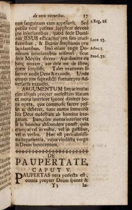 17-24, Caput V. De Paupertate. - Caput VI. De Castitate.