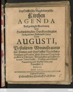 ErtzStifftische Magdeburgische Kirchen Agenda