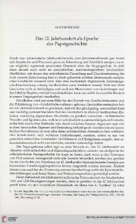 Das 12. Jahrhundert als Epoche der Papstgeschichte