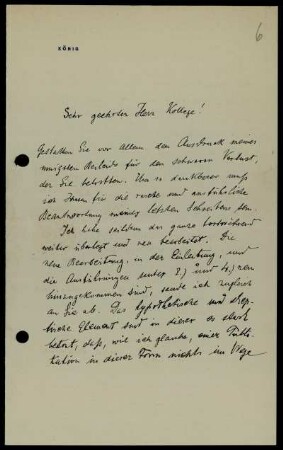 Nr. 6: Brief von Gyula König an David Hilbert, Budapest, 6.6.1905