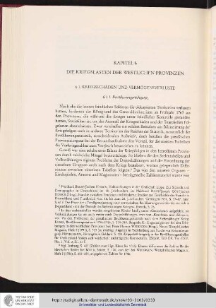 Kapitel 6. Die Kriegslasten der westlichen Provinzen