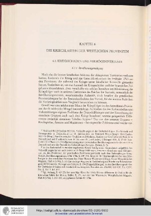 Kapitel 6. Die Kriegslasten der westlichen Provinzen