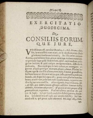Exercitatio Duodecima. De Consiliis Eorum Que Jure.