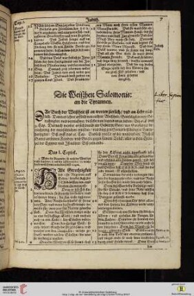 Die Weißheit Salomonis: an die Tyrannen