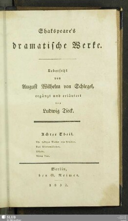 8: Die lustigen Weiber von Windsor. Das Wintermährchen. Othello. König Lear