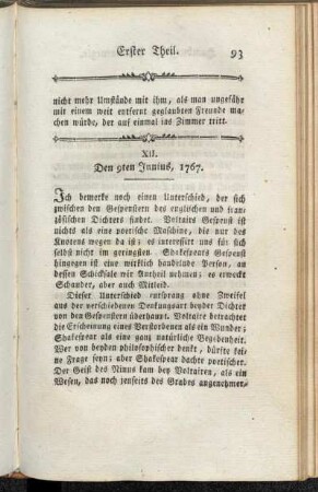 XII. Den 9ten Junius, 1767