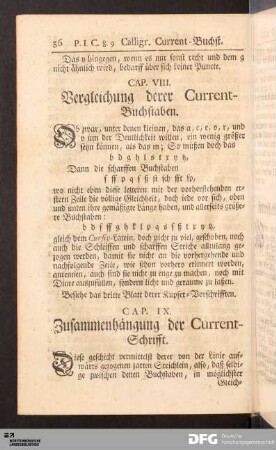 Cap. VIII. Vergleichung derer Current-Buchstaben.