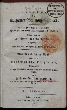 Bd. 4: Lehrbuch der mathematischen Wissenschaften. Vierter und letzter Band