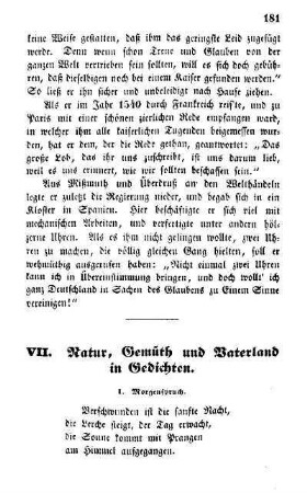VII. Natur, Gemüth und Vaterland in Gedichten