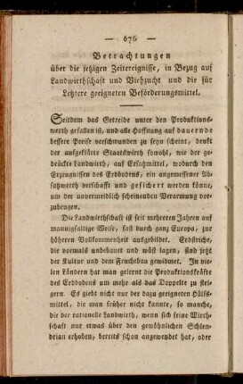 Betrachtungen über die jetzigen Zeitereignisse, in Bezug auf Landwirthschaft und Viehzucht und die für Letztere geeigneten Beförderungsmittel