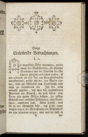 Einige Einleitende Betrachtungen.