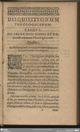 Caput I. De Principio Fidei Et Demonstrationum Theologicarum