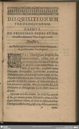 Caput I. De Principio Fidei Et Demonstrationum Theologicarum