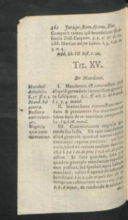 Tit. XV. De Mandato