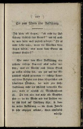 Ein paar Worte über Aufklärung.