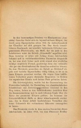 Beitraege zur Kenntniss des Picrotoxin's : Inaug. Diss.