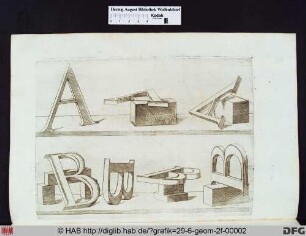 Die Buchstaben "A" und "B" in der perspektivischen Darstellung